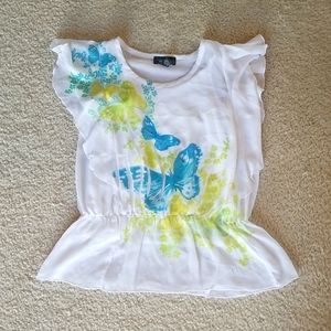 Amy Byer Butterfly Layered Tunic Top (girls Size M)